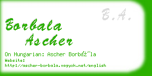 borbala ascher business card